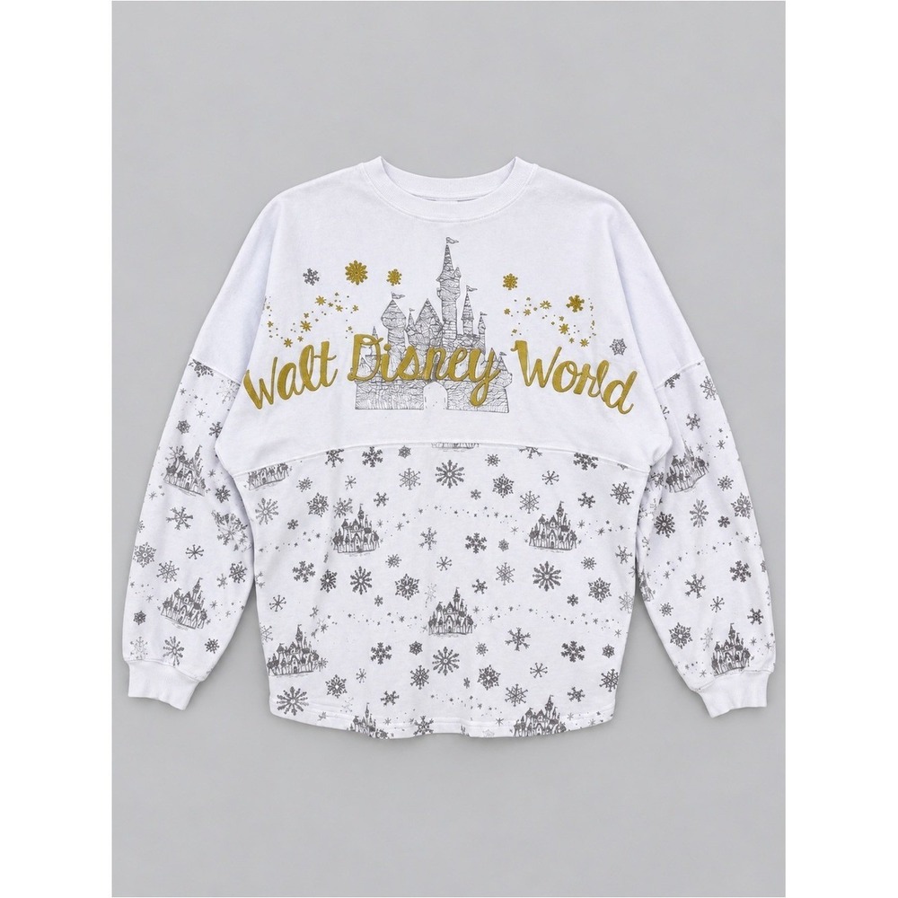 Disney Spirit Jersey Velour Sweater Large Snowman Mickey Snowflakes Walt Disney